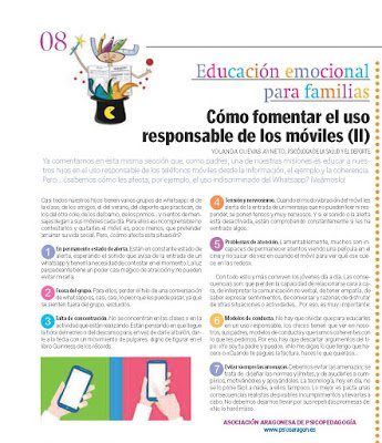 Artículo de Yolanda Cuevas en Heraldo Escolar, sobre cómo educar en el uso responsable de los móviles