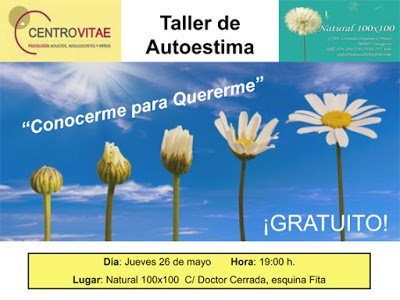 26 de mayo: taller gratuito de Centro Vitae sobre «Mejora de la autoestima», en herborisetría Natural 100×100