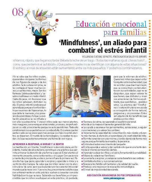 Artículo de Yolanda Cuevas en Heraldo Escolar, sobre Mindfulness para niños