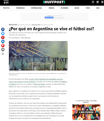 Sobre la violencia en el fútbol, artículo de El Huffington Post