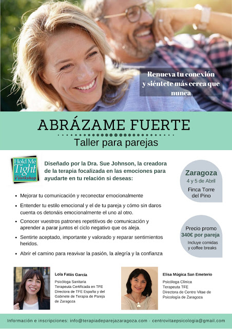 4 y 5 de abril, taller «Abrázame Fuerte», con las psicólogas Lola Fatás y Elisa Múgica